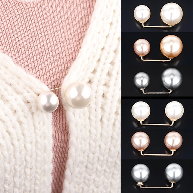 Fashion Pearl Brooch Pins, Faux Pearl Dresses Cardigan Collar Brooch Clip,  Jewelry Women's Brooches Pins, Dress Shirt Brooch Clips for Women Girls