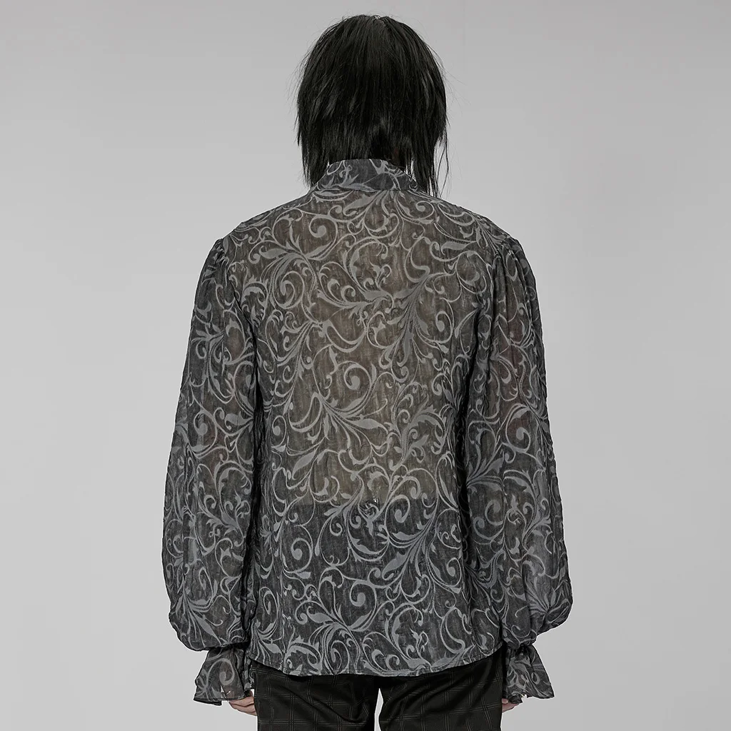 【KREVA】ラッパーロンT XLサイズ PUNK RAVE Men's Gothic Light Chiffon Exquisite 3D Carved
