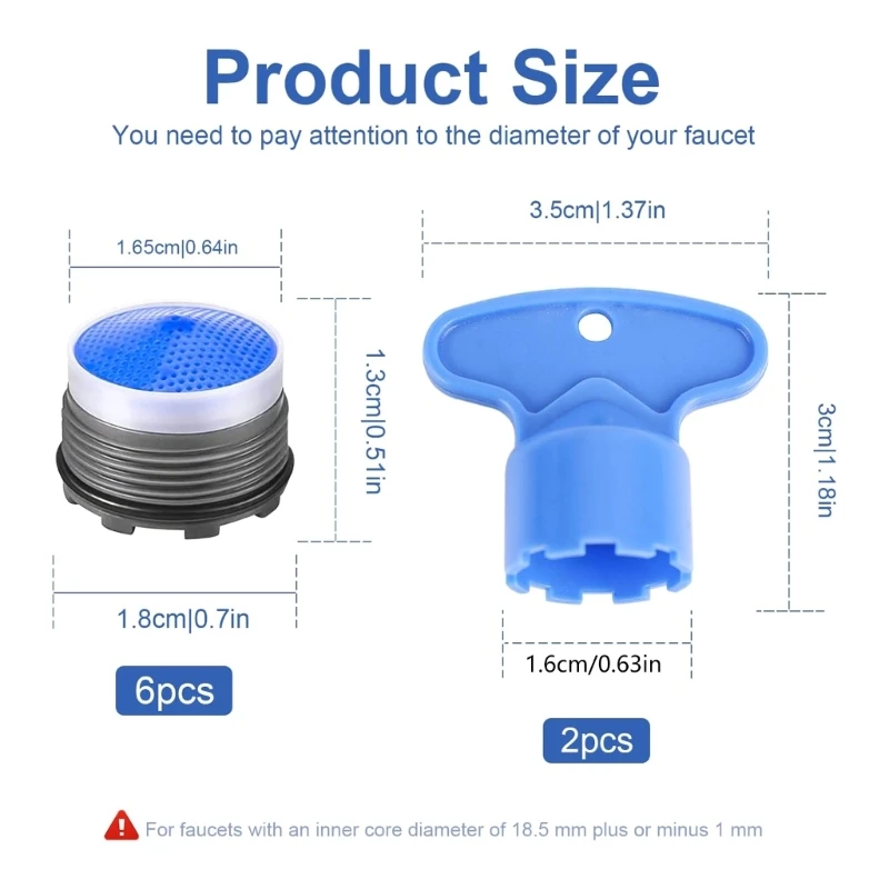 Faucet aerator faucet water filter faucet filter 6Pcs Faucet Aerator with Aerator Keys Water Saving Flows Restrictors Insert Replacement Tap Bubblers Sink Filter B03E