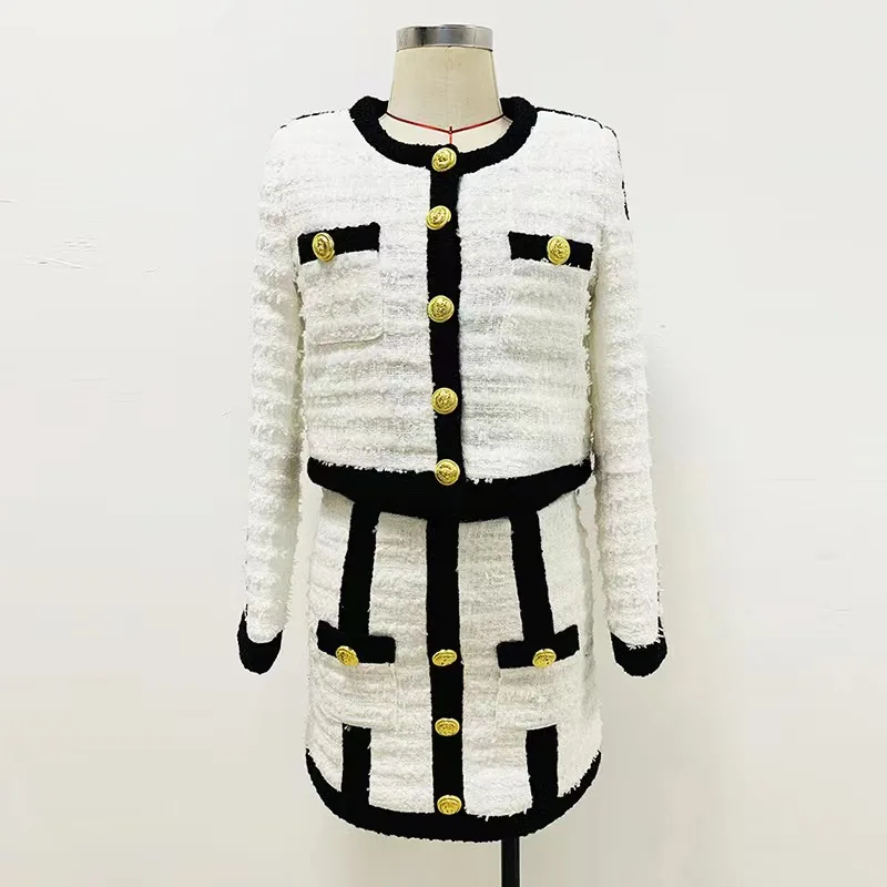 

High Quality Newest Fashion Jacket Skirt Set 2023 For Women Button Luxury Casual Party Club