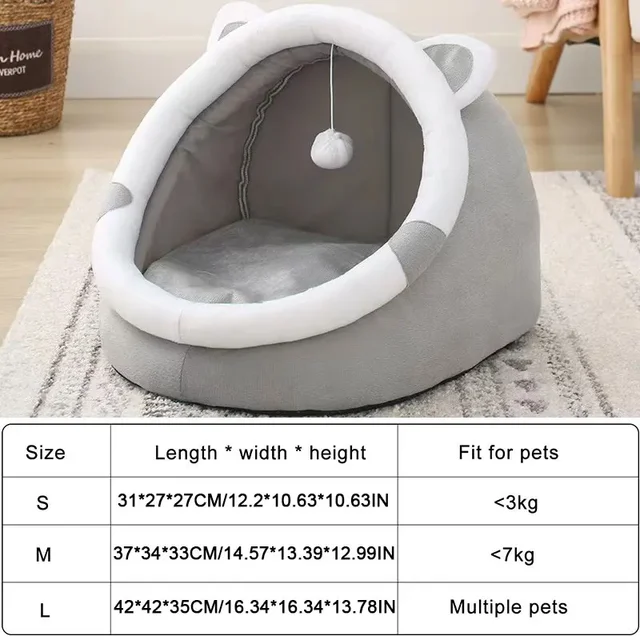 Pet Tent Cave Bed for Cats Small Dogs Self-Warming Cat Tent Bed Cat Hut Comfortable Pet Sleeping Bed Foldable Removable Washable 6