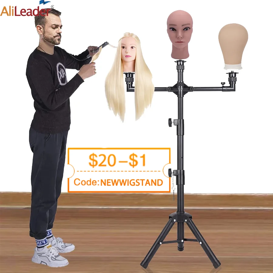 New Wig Stand With Three Holders For Canvas Head For Wig
