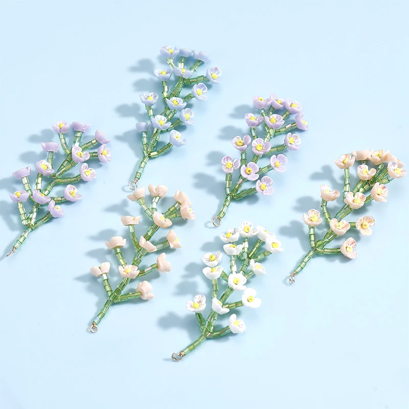 1 조각 모방 릴리 밸리 꽃 꽃다발 권선 손으로 짠 펜던트 DIY 쥬얼리 머리 장식 목걸이 액세서리