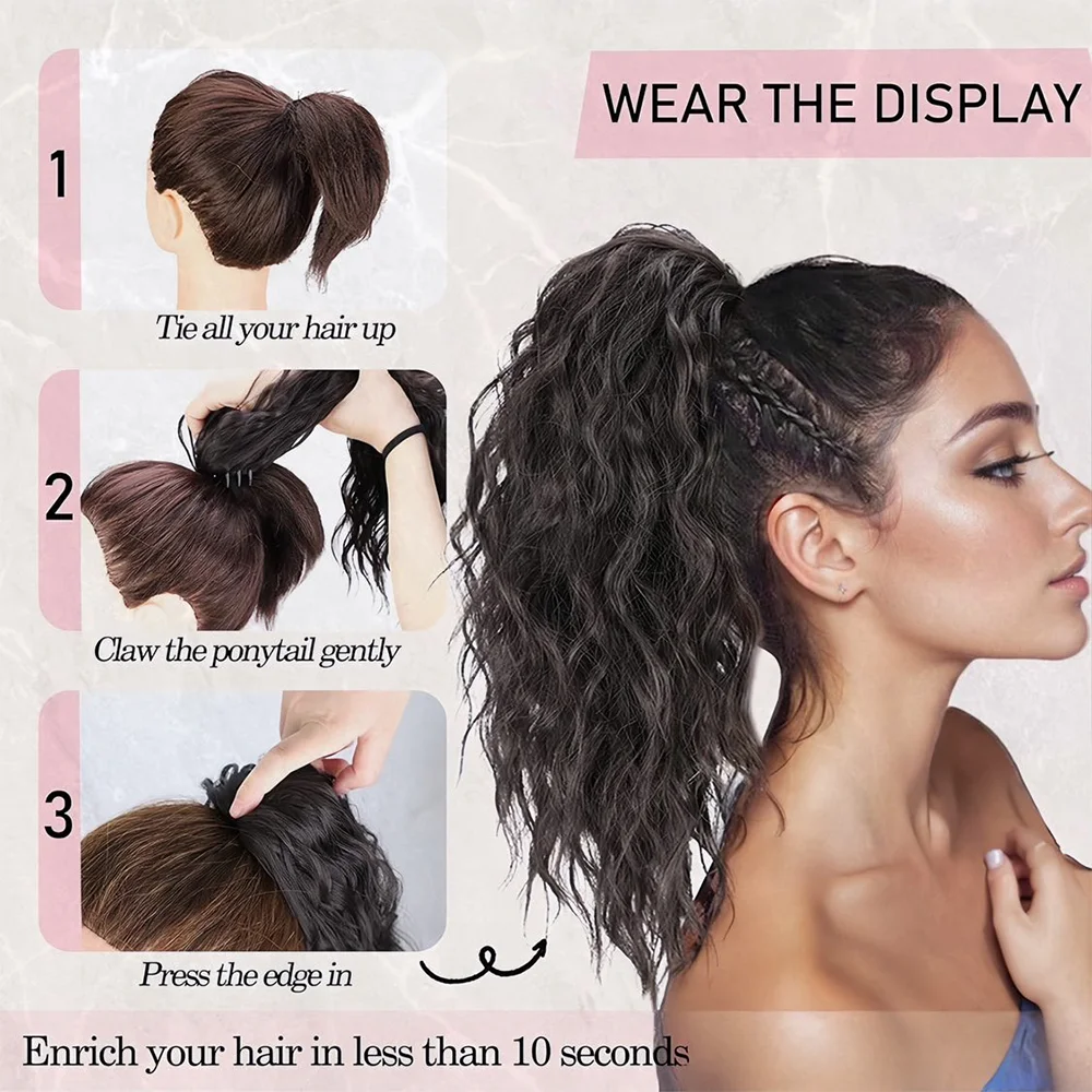 18-inch Synthetic Women's Wavy Claw-Clip Ponytail Extension Easy-to-Wear Versatile Style for Instant Beauty Boost For Women clip in ponytail hair extension synthetic ponytail synthetic hair accessories clip in ponytail extensions