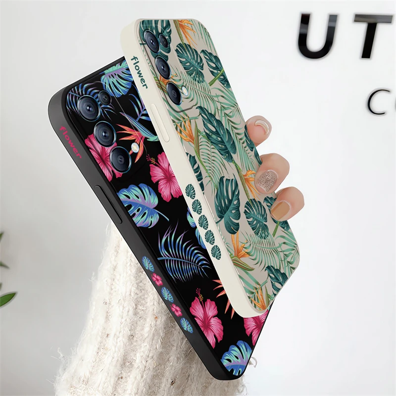 Silicone Flower Leaf Pattern Shockproof Phone Case Cover
