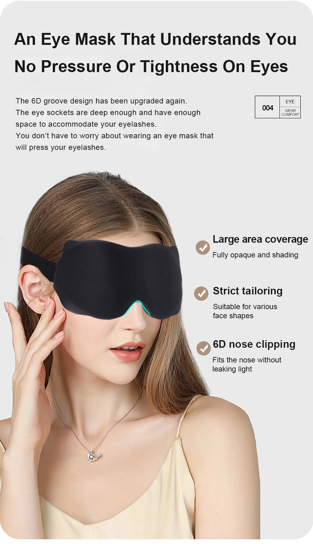 Description Picture 4 of item3D Sleep Mask Blindfold Sleeping Aid Eye Mask Soft Memory Foam Face Mask Eyeshade 99% Blockout Light Slaapmasker Eye Cover Patch