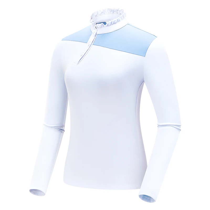 Golf Women's Polo Neck Long sleeved T-shirt Elastic Slim Fit Sports Short Skirt Anti glare