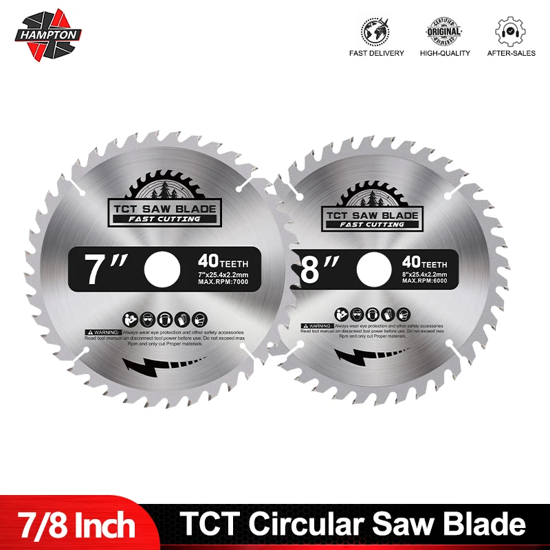 HAMPTON 180/205 mm Sägeblatt 7" 8" Holzsägeblatt 40/60T Kreisförmige Trennscheibe zum Schneiden von Holz TCT-Sägescheibe