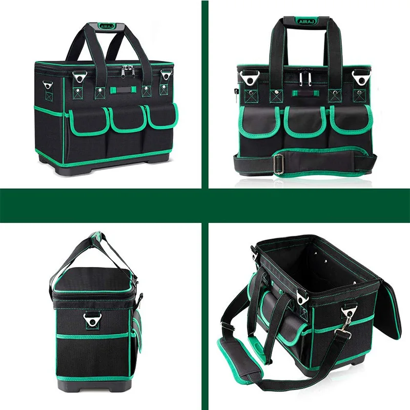 AIRAJ 2-Pack Tool Bag Set - 18" & 16" Wide Mouth Tote Bags For Organizing Tools At Home Or On The Job