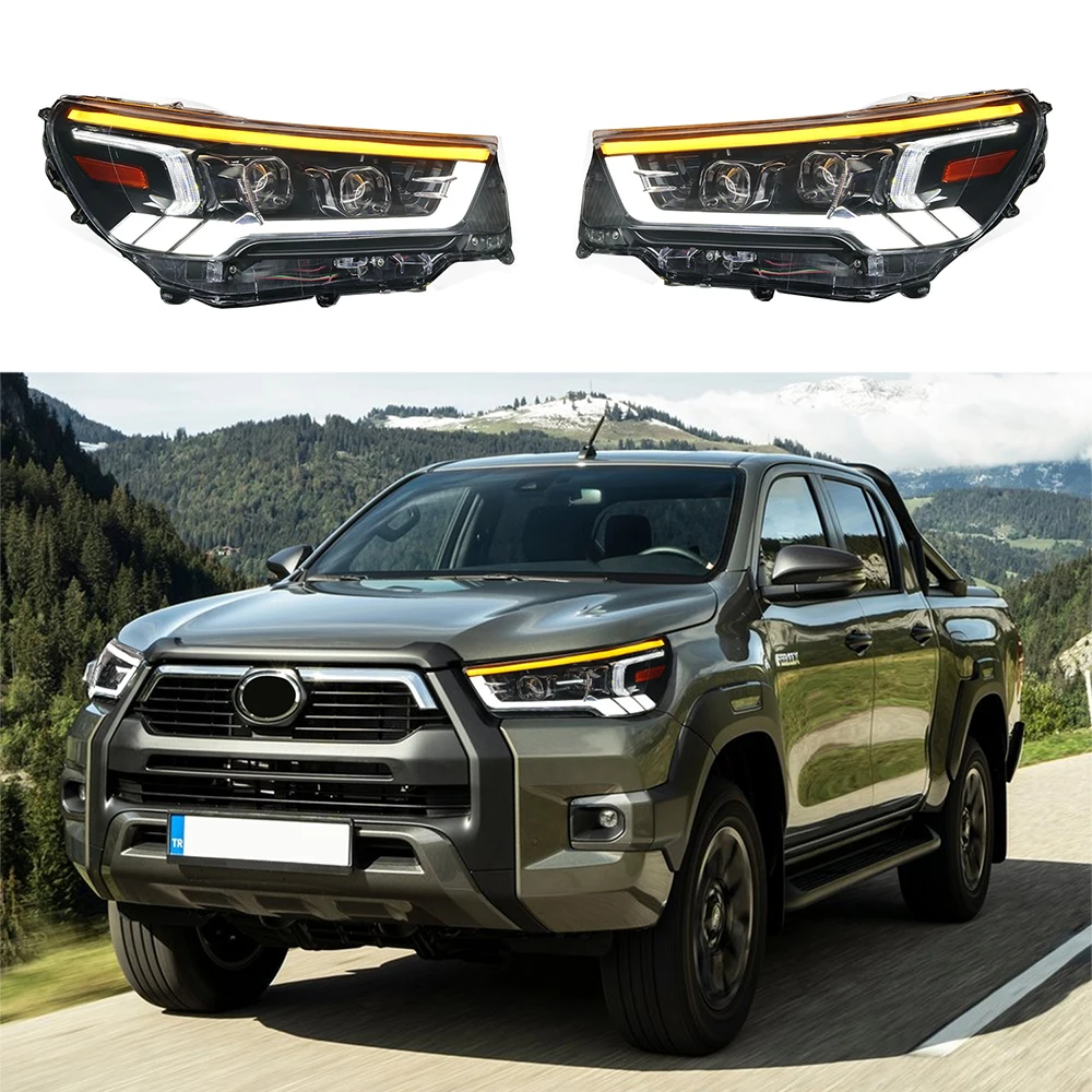 1 Pair Car Full Led Headlights Fit For Hilux Revo 2021 2022 Head Lamp