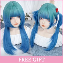  LM Cosplay Wig With Bangs Synthetic Straight Hair 24 Inch Long Heat-Resistant Pink Wig For Women 