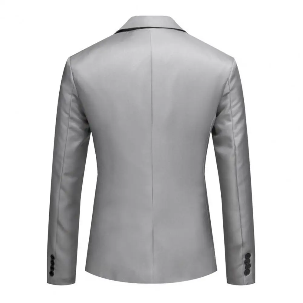 Men Suit Jacket Elegant Men's Spring Autumn Suit Coat with Lapel Design Flap Pockets Single Button Formal Business Gown for A