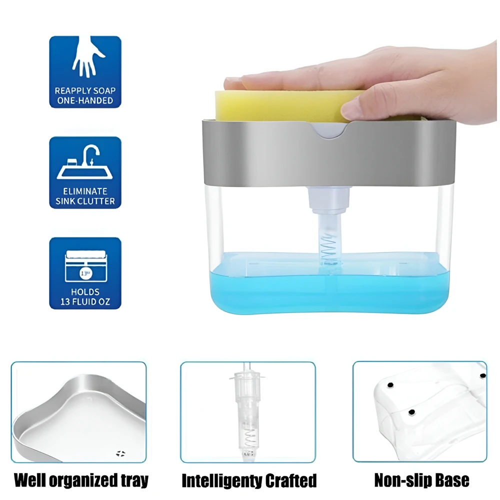 Automatic Soap Dispenser Bottle for Liquid Soap Kitchen Sponge Dispenser Ditchen Manual soap dispenser