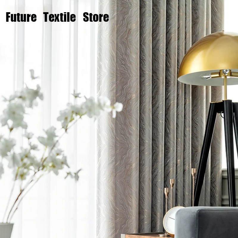 

2023 New Simple Curtains for Living Room Luxury Villa Modern Blackout Curtain Striped Pattern Window Drapes door Bedroom