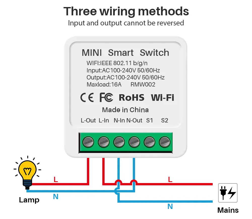 16A eWelink Wifi Mini Smart Switch 2-Way DIY Switch Circuit Breaker Timer Module