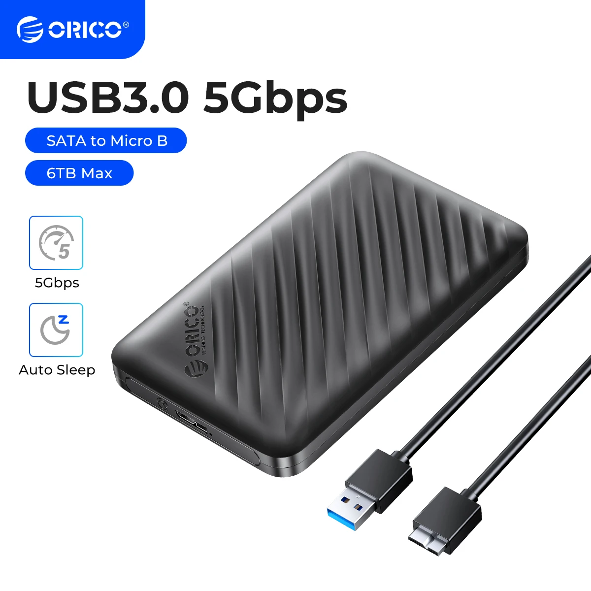Hard Drive Enclosure ORICO USB3.0 5Gbps 2.5 Inch SATA to Micro B HDD SSD Case Support Auto Sleep for PC Laptop Notebook HDD