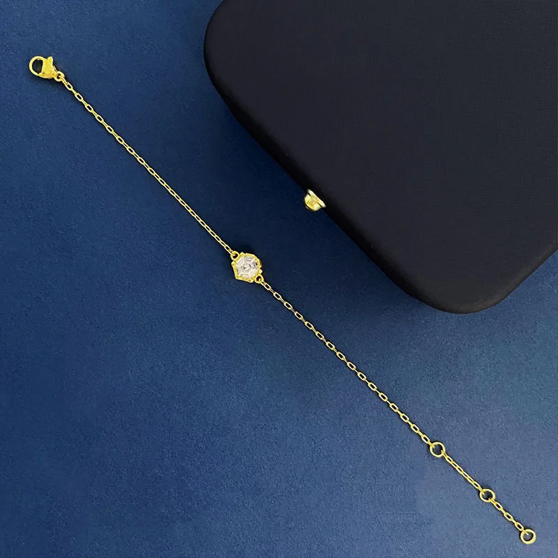 Simplified geometric hexagonal zircon earrings