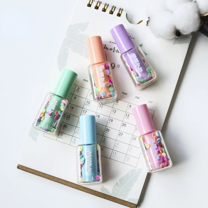 5 Pieces Nail Polish Bottle Creative Highlighter Pen Cute Kawaii Graffiti Marker Paint Stationery Drawing highlighter pen marker pen highlighter marker art marker