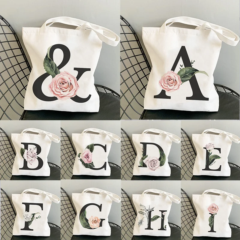

Alphabet Print Bridesmaid Totes Shoulder Bag Fashion Beach Handbags Canvas Shopping Bags Bridal Bachelorette Party Wedding Gifts