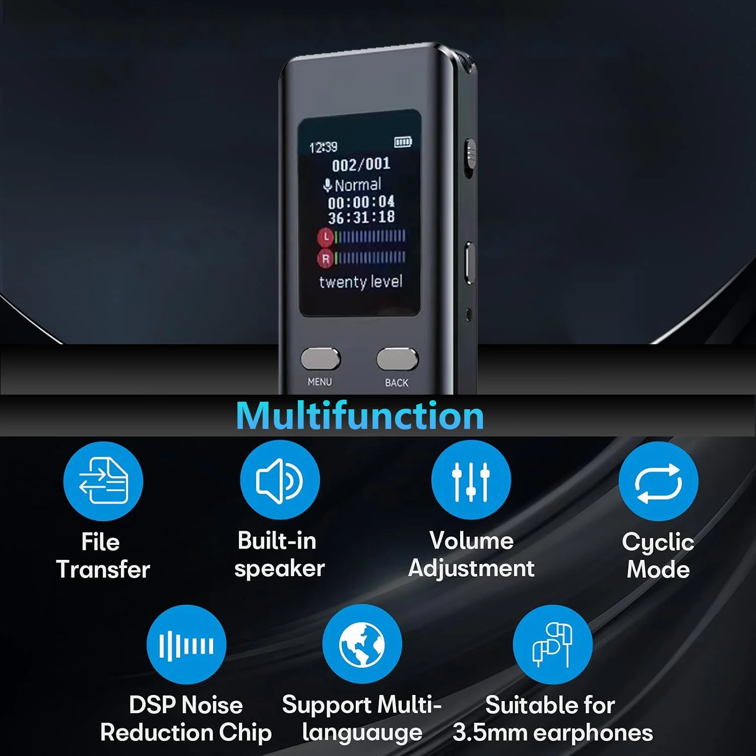 Digital Voice Recorder Mini Voice Recorder Upgraded Small Audio with MP3&USB for Lectures Meetings Interviews