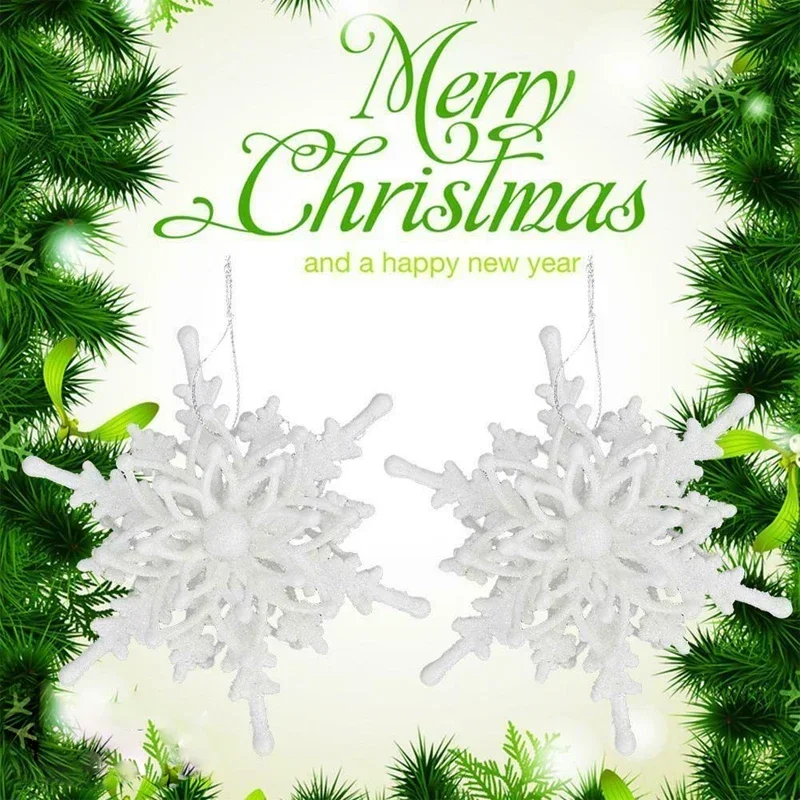 Christmas Ice 3D Snowflake Plastic Glitter Hanging Pendant 12cm for Home Party Wedding Tree Decoration