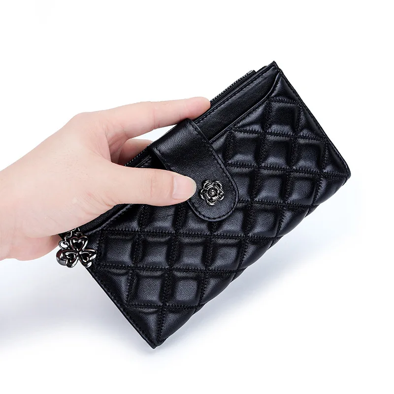 Luxury Women Wallets Female Large Long Purse Card Holder Leather Clutches Ladies Clutch Bag Brand Diamond Lattice Clutch Handbag