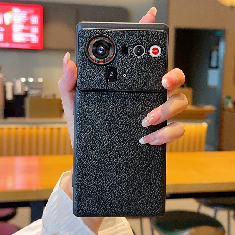 Premium Vegan Leather Lychee Texture Shockproof Case - Anti-Drop Hard Cover, Nubia Z80 Ultra