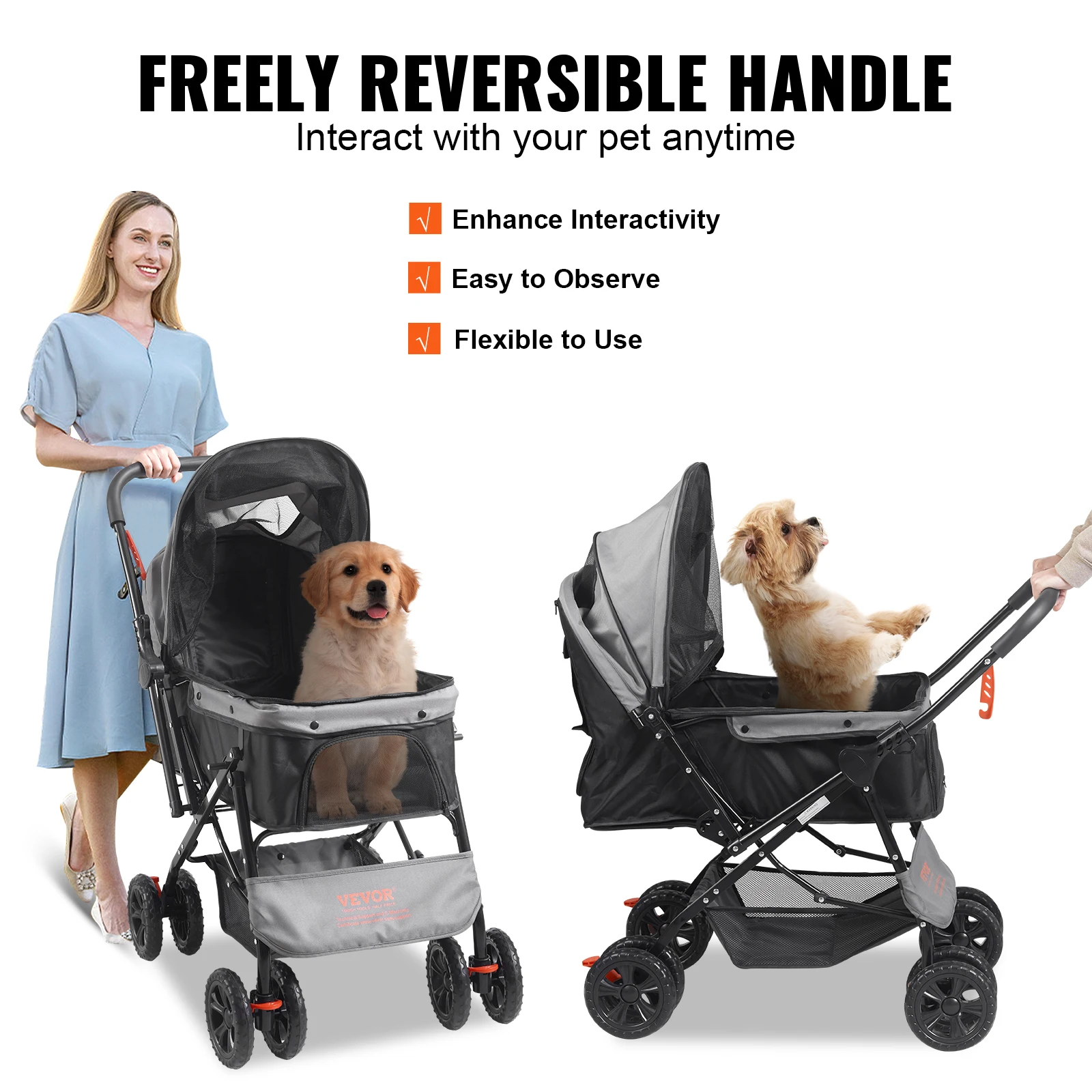 44lbs Pet Dog Stroller 4 Wheels