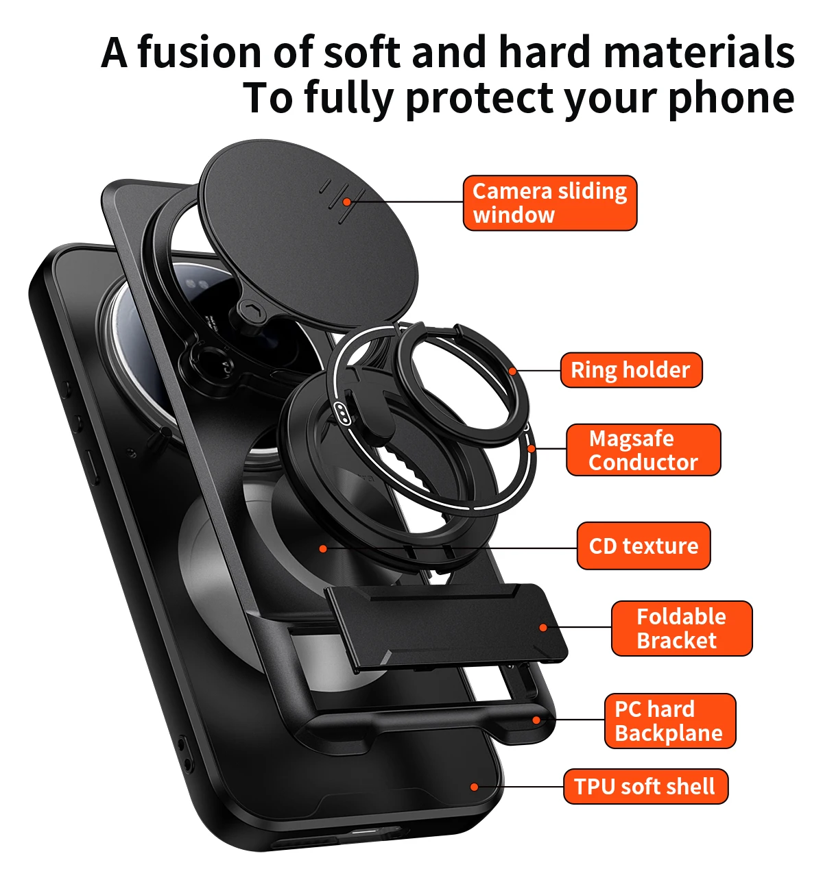 Magnetic Stand Slide Camera Protector Shockproof Armor Phone Case