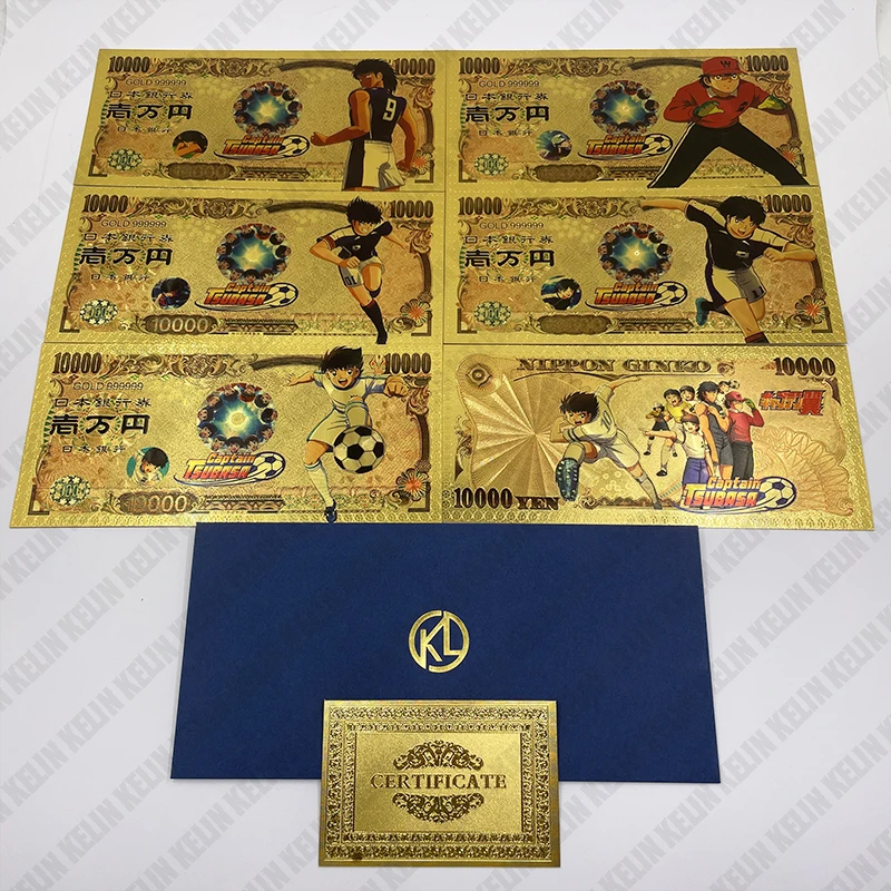 Kelin 5 Disegni Anime Captain Tsubasa Lamina D'Oro Banconota Collezione Calcio Carta Da Gioco Regalo Di Compleanno Tifoso Calciatore Da Collezione