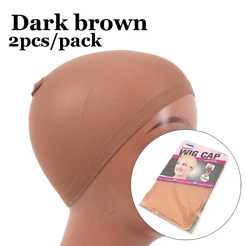 Bequeme Perücken kappen Haar netze 1 Packung 2 Stück Strumpf perücken kappe für Halloween Perücke braun schwarz Perücken kappen passt für kleine Köpfe und große Köpfe – Detail 10