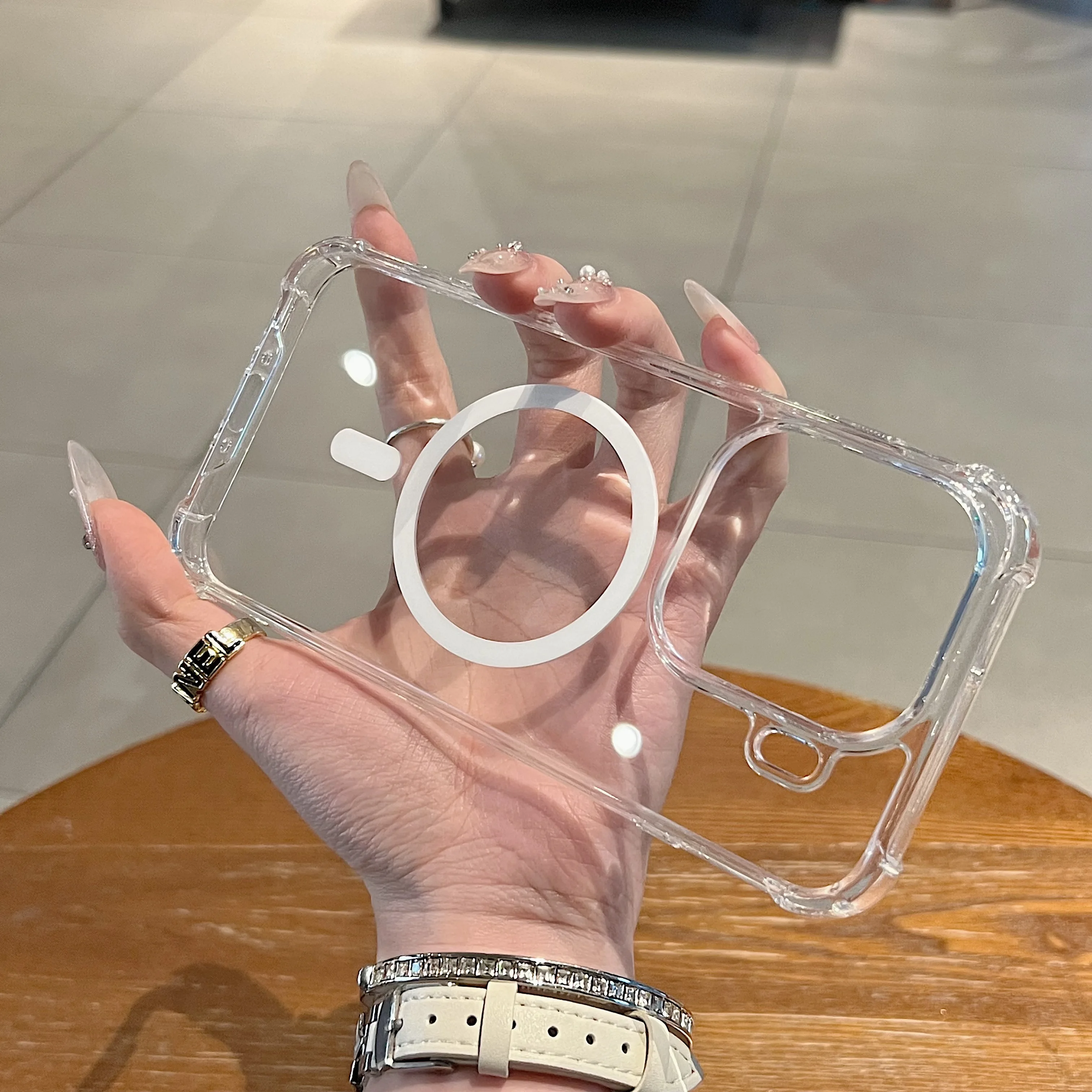 Crystal Clear Magnetic Shockproof Phone Case with Wireless Charging Support