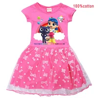 Dessin animé vrai et le royaume arc-en-ciel Costume bébé filles mignon robe d'été enfants fête de mariage habiller enfants princesse robes 3