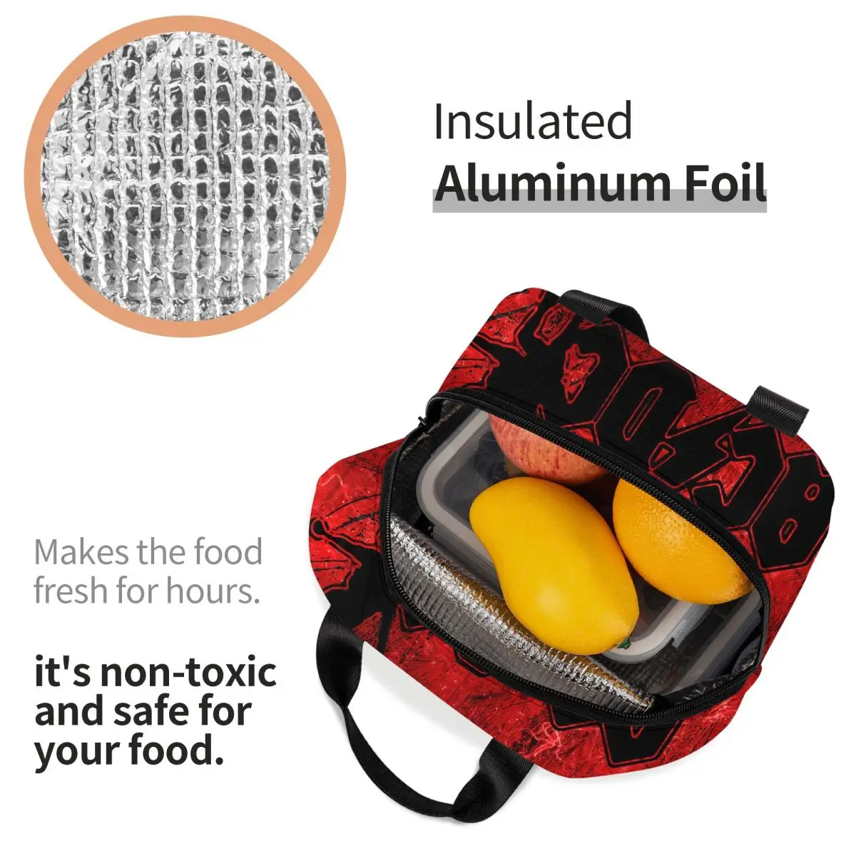 AC DC Concert Insulated Lunch Bags High Capacity Heavy Metal Band Meal Container Cooler Bag Tote Lunch Box Travel Men Women