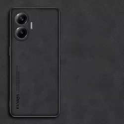 Luxury Skinsheep PU Leather Case with Camera Protection and Shockproof Silicone Bumper for redmi turbo 4pro (Black)
