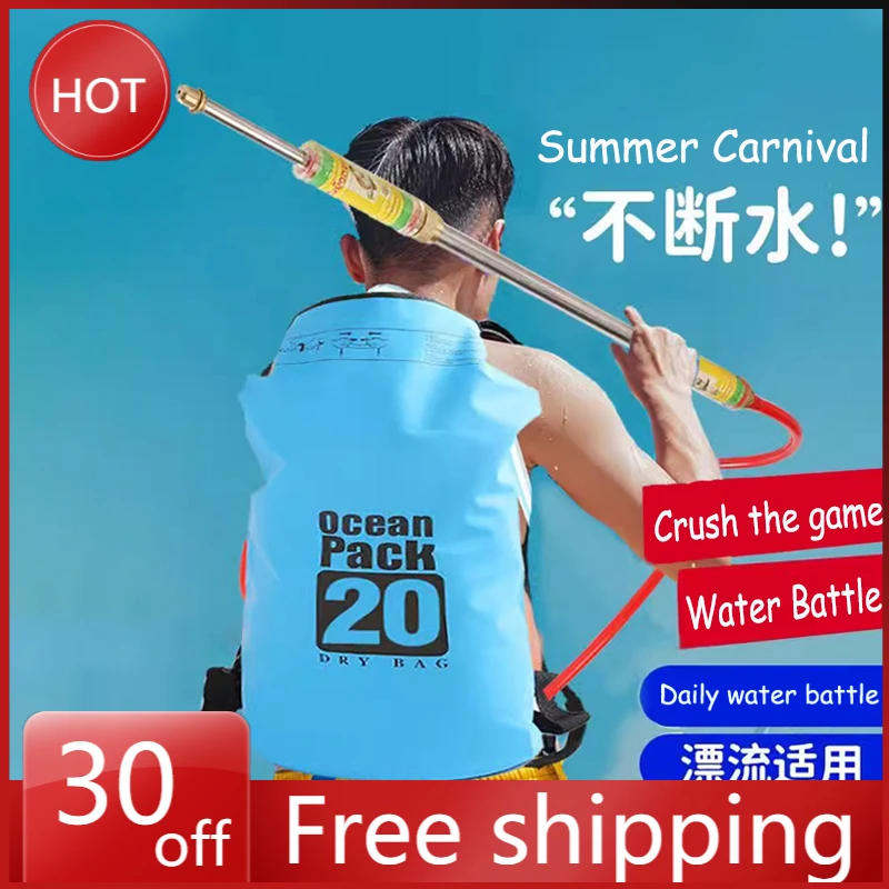 Water Guns Water Toy Launcher 70cm Backpack Water Gun Battle Equipment High Pressure and Powerful Range Long-range Water Battle Props Summer Carnival Toys