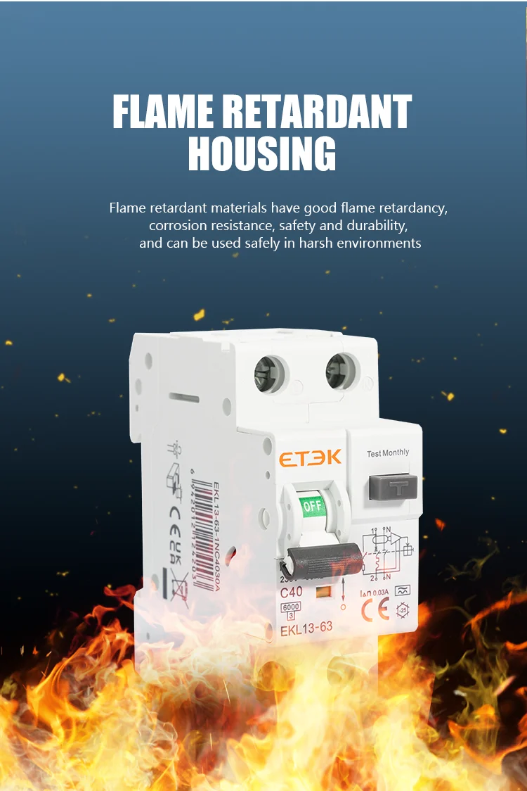 ETEC RCBO Type A 1P+N Residual Automatic Circuit Breaker With Over Current Leaka