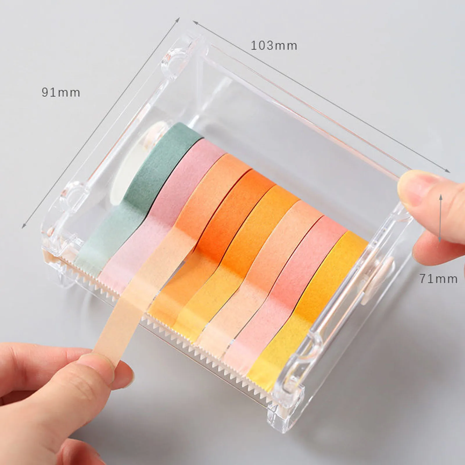 Tape Cutter Washi Tape Dispenser Cutter Transparent 2 Serrated  ABS Plastic Stackable Tape Holder Dispenser for Storage