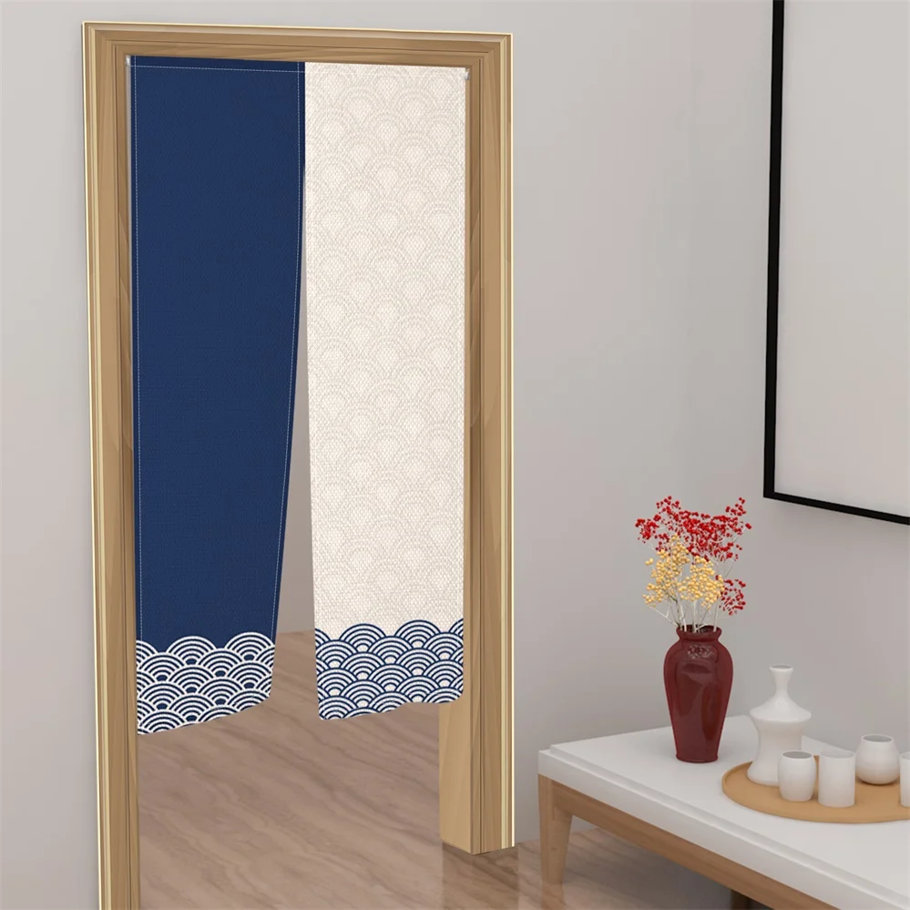 Japanese Linen Lines Door Curtain Texture Kitchen Bedroom Entrance Decor Bathhouse Partition Doorway Hanging Split Half-Curtain 4