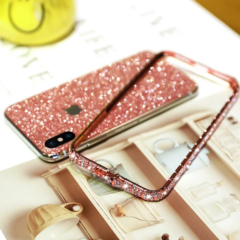 Luxury Rhinesone Metal Bumper Case For Iphone 13 12 11 Pro Max Xs Max Xr X 8 Glitter Bling Diamond Crystal Jewelled Frame Cover