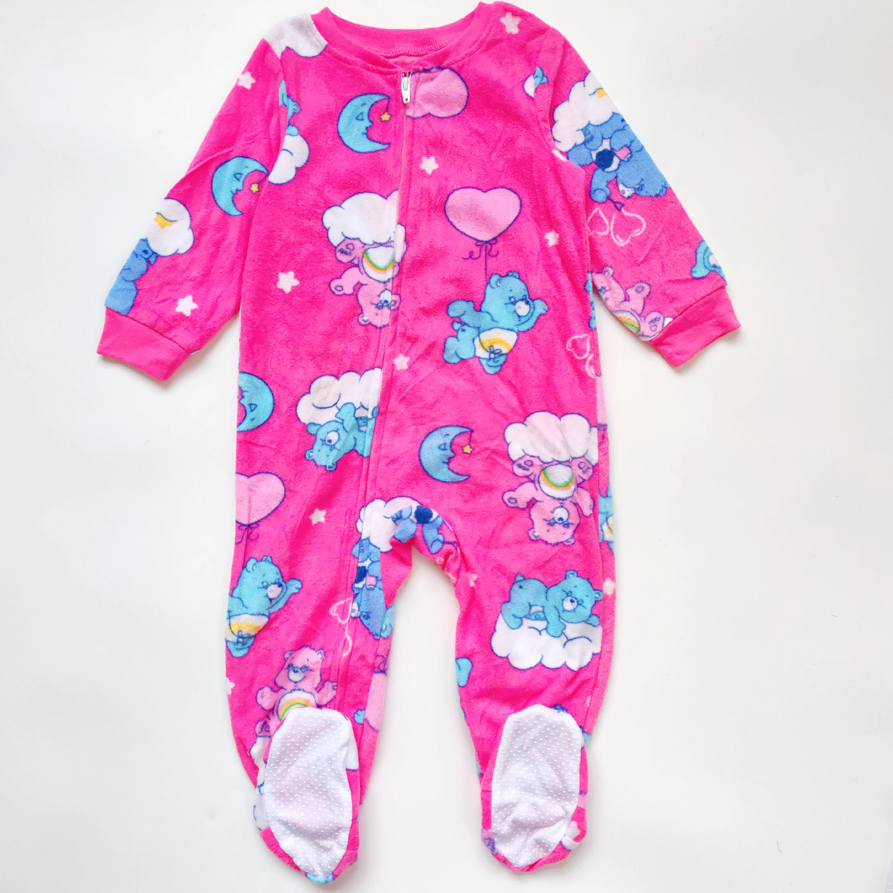 미끄럼 방지 기능이 있는 플리스 롬퍼 우주복, 지퍼가 달린 발싸개형 실내복, 남아 및 여아용, 212세, 봄/가을용, 가벼운 폴리에스터 소재