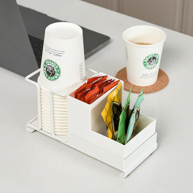 Desktop Disposable Cup Holder Organizer Household Creative Coffee Cup Sugar  Bag Tea Bag Storage Box Metal Cup Holder - AliExpress