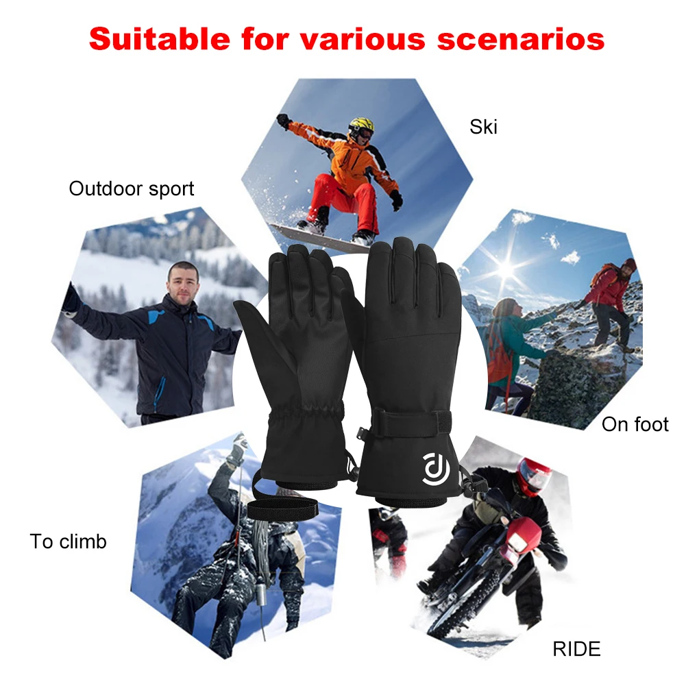 1Pair Men Women Ski Winter Warm Windproof Waterproof Touch-Screen Non-slip Snowboard Snowmobile Cycling Skiing Gloves_voghion.com