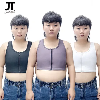 JANEST 지퍼 가슴 바인더, 부드러운 낮잠 가슴 바인더, 편안한 트랜스 톰보이 속옷 S-6XL