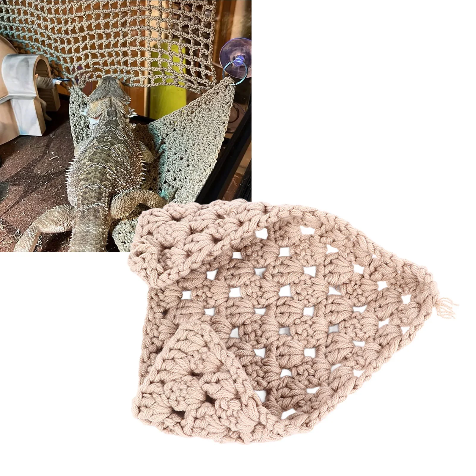 Reptile Hammock Durable Safe Woven Climbing Net Easy Installation Hammock Lounger For Bearded Dragon Lizard