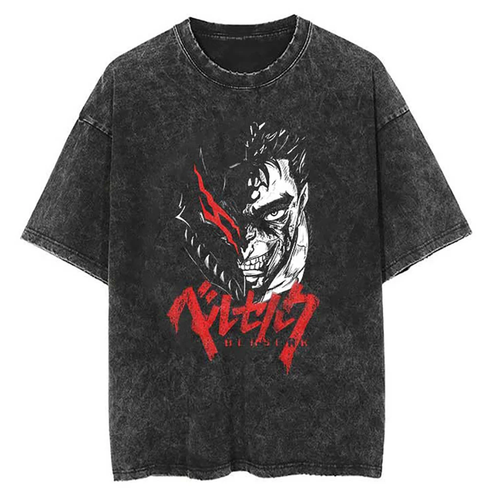 

2023 Streetwear T-Shirt Japanese Anime Berserk Graphic T Shirt Oversized Men Cotton Hip Hop Tshirt Harajuku Vintage Tops Tees