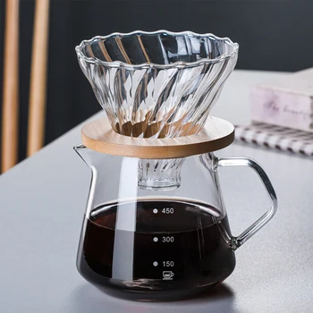 400/600ml Espresso Glass Carafe Coffee Pot Glass Pour Over Coffee Server with Dot Scale Heat Resistant Hand Made Drip Coffee Pot 1