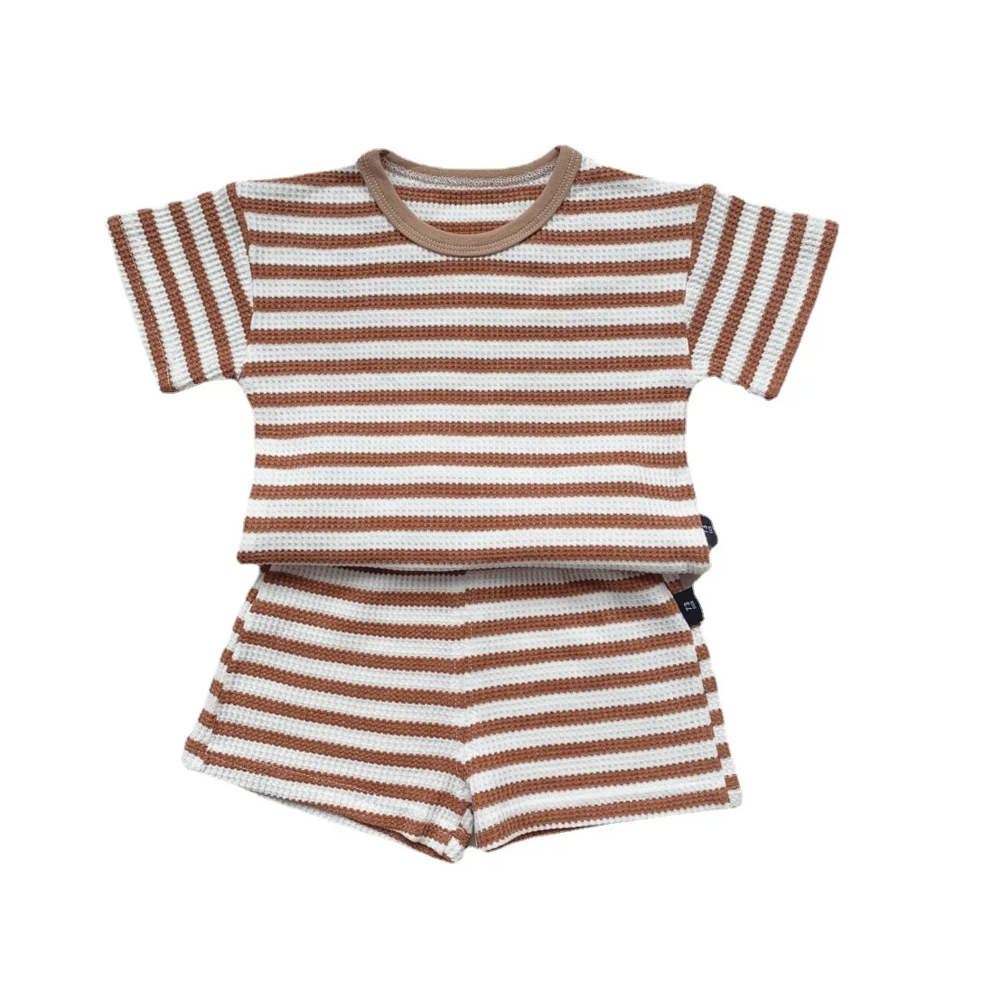 Jenny&Dave Baby Set 2023 Summer New Boys and Girls Short Sleeve Shorts Set Striped Outwear Fashion Kids