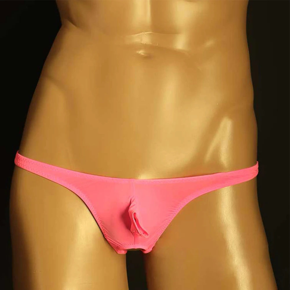 

Comfy Mens Sexy Pouch Thong Low Waist Underwear Man Elastic Ice Silk Boy Sissy Bikini T-back Panties Beachwear Summer