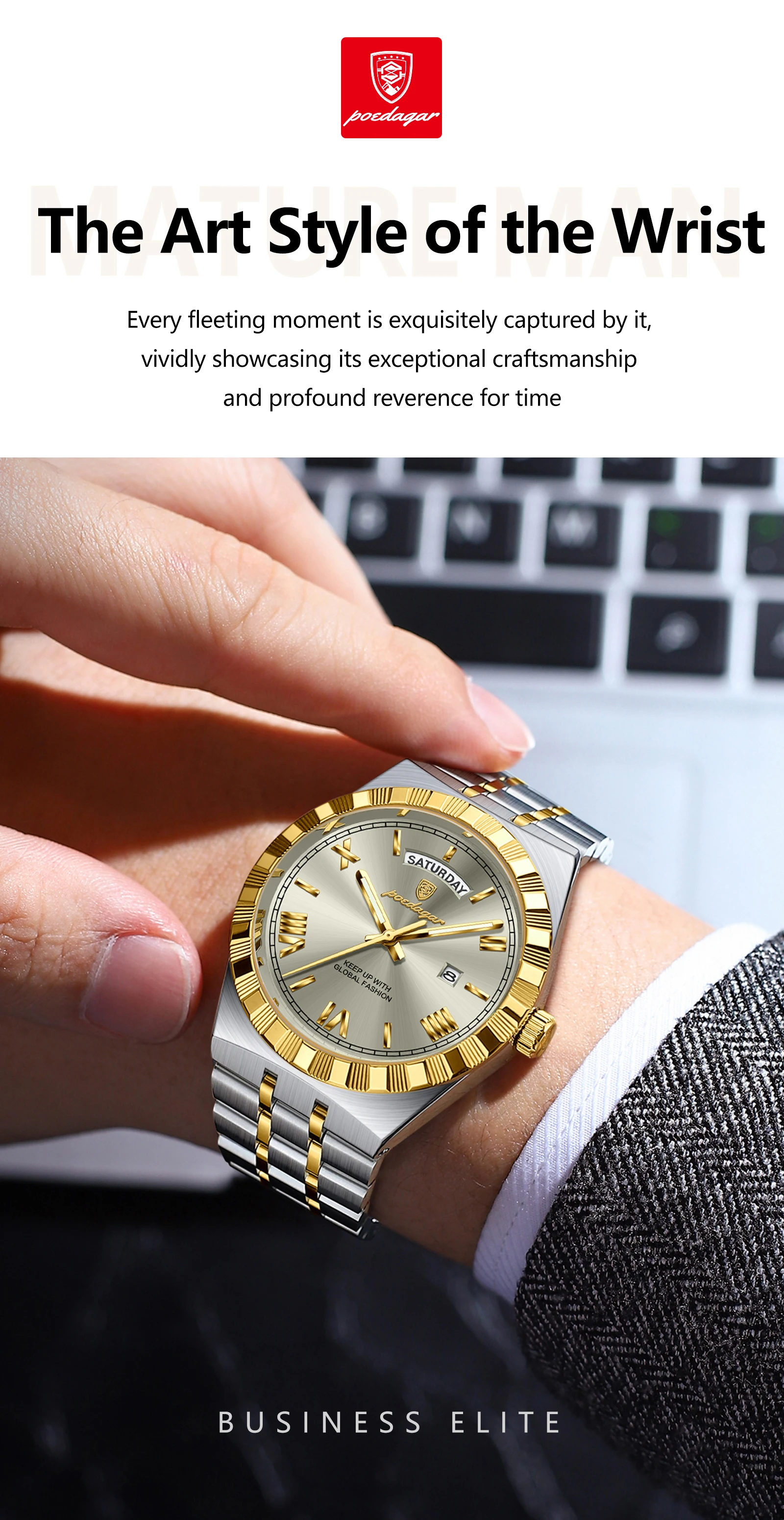 Luxury Mens Quartz Watch - Waterproof Luminous Stainless Steel Business Wristwatch